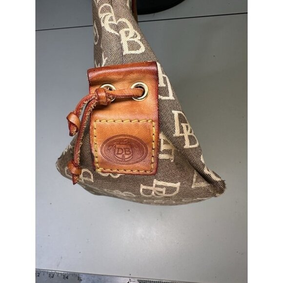 Dooney Bourke Designer Handbag Beige And Brown Canvas Bag With Tassels - Picture 9 of 12